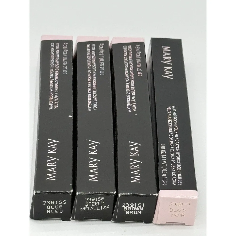 MARY KAY 4 WATERPROOF EYELINER Black Brown Steely & Blue NIB